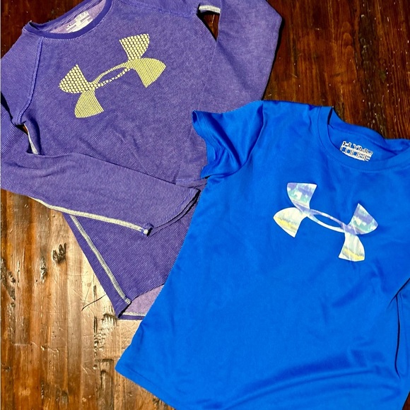 Under Armour Long Short Sleeve Tees Top Shirt Purple Blue Tshirt summer SZ M - Picture 4 of 6